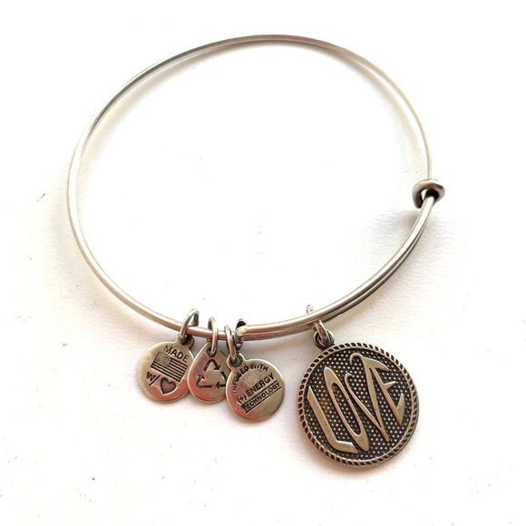 Alex and Ani Love Charm Bracelet - Silver Finish Expands 2"- 3.5" - Picture 1 of 2
